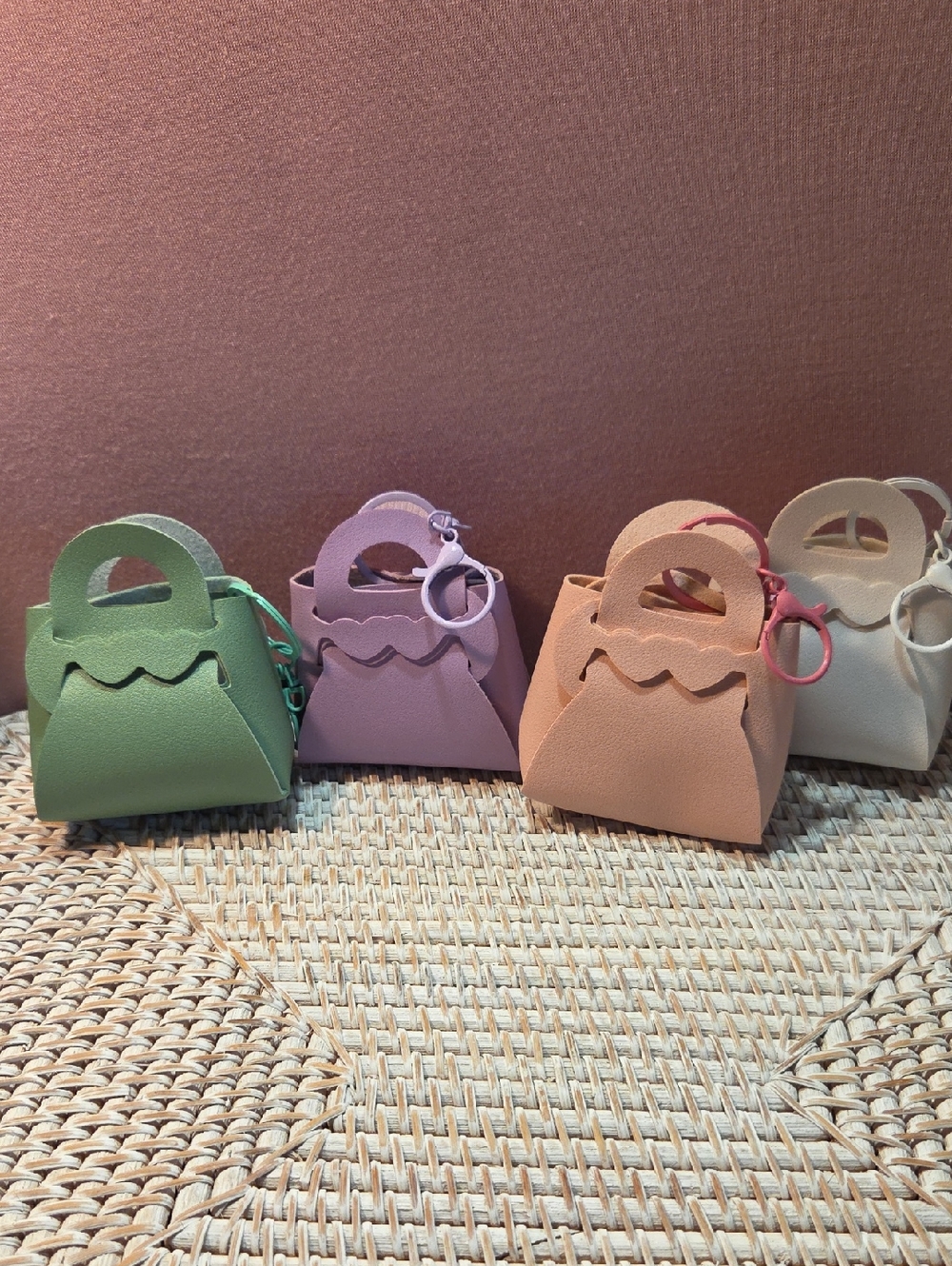4 Pastel Mini Handbag Keychain color Will Vary - Great For Chapstick